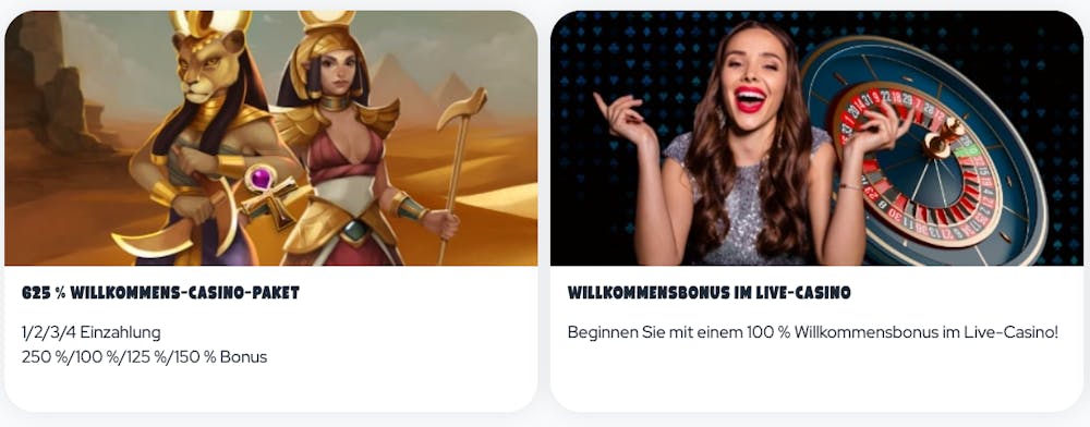 Betsolino Casino Willkommensbonus von 625 Prozent auf die ersten vier Einzahlungen und Live Casino Willkommensbonus von 100 Prozent