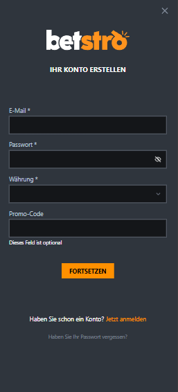 Betstro Casino Kontoeröffnung