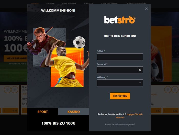 Betstro Casino Kontoeröffnung