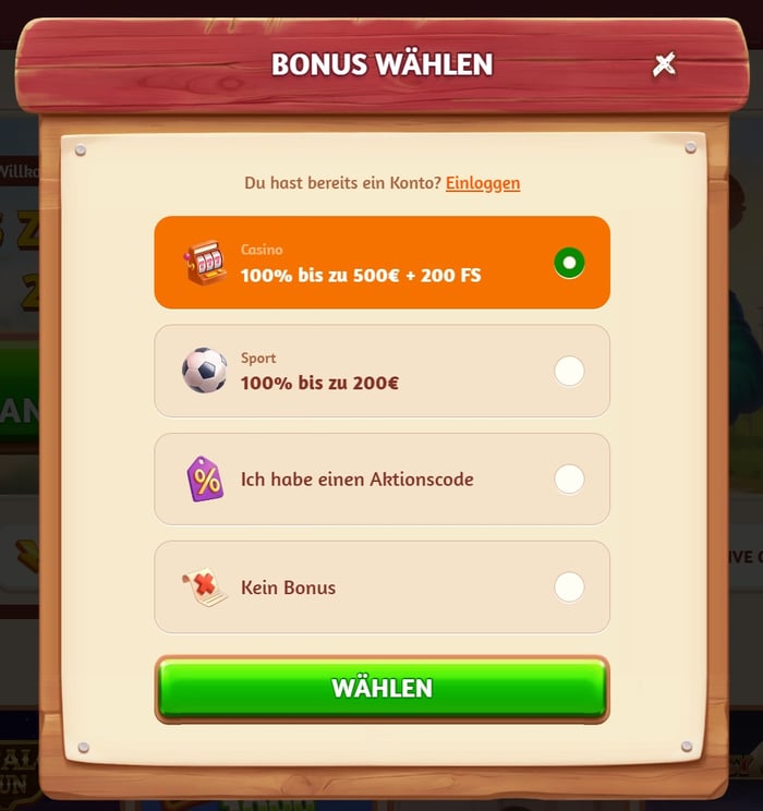 Billy Bets Casino Screenshot mit der Anmeldeseite.