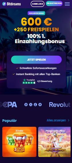 Bitdreams Casino Homepage