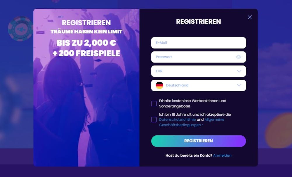 Bitdreams Casino Kontoeröffnung