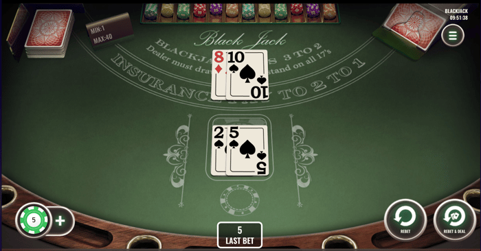 Beispiel von einem Stand bei Blackjack