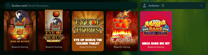 Beispielhafte Spiellobby im Blueprint Casino
