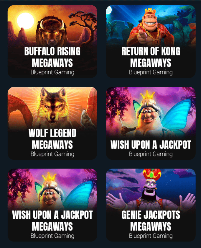 Beispielhafte Spiellobby im Blueprint Casino