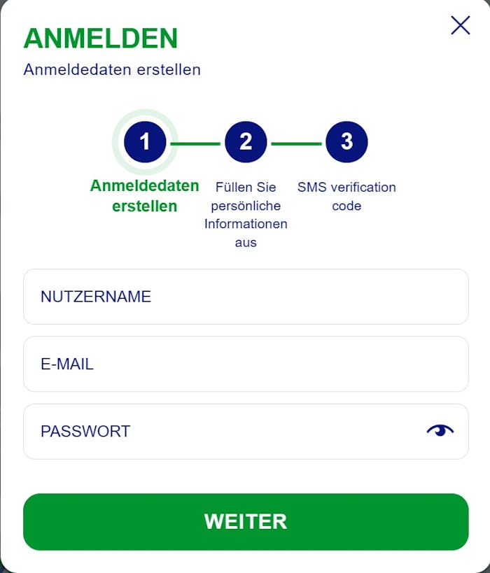 Die Registiermaske von BluVegas Casino