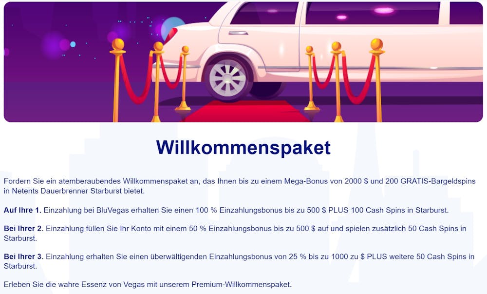 Der Willkommensbonus von BluVegas Casino