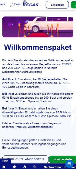 Der Willkommensbonus von BluVegas Casino