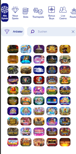 Die Slotansicht von BluVegas Casino