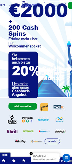 Die Homepage von BluVegas Casino
