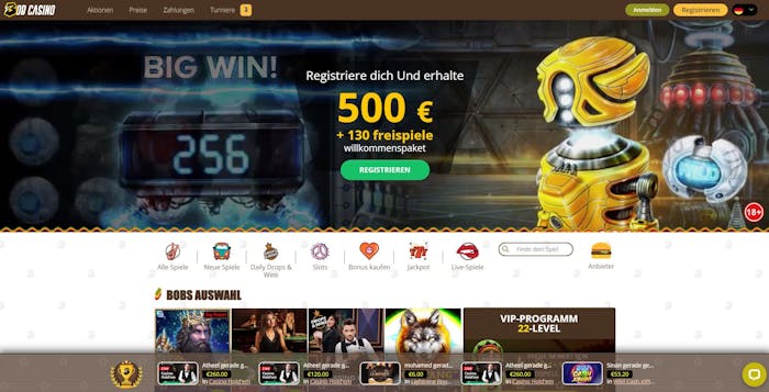 Bob Casino Hauptseite