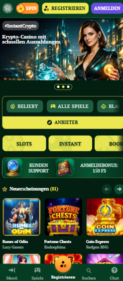 Bonanza Game Casino Startseite zeigt neue Spiele