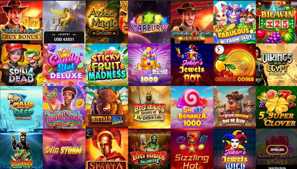 Spiellobby im Bonanza Game Casino zeigt Spiele wie Starburst