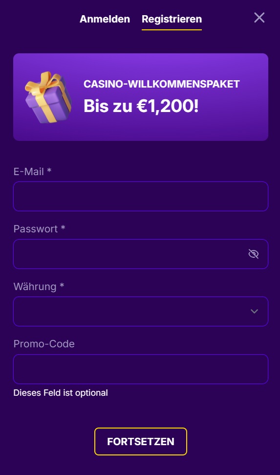 Bonusbet Casino Screenshot mit der Anmeldeseite, auf welcher die Login Daten eingegeben werden.