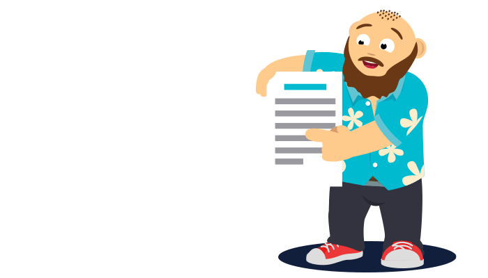 Grafik zeigt CasinoBernie mit Textdokument unter dem Arm neben 50 Euro Bonus ohne Einzahlung Zeichen.