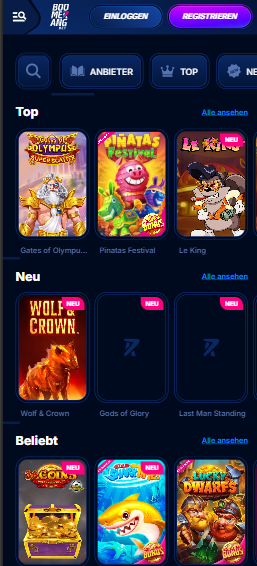 Boomerang-Bet Spielauswahl
