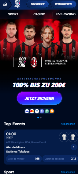 Boomerang-Bet Casino Startseite