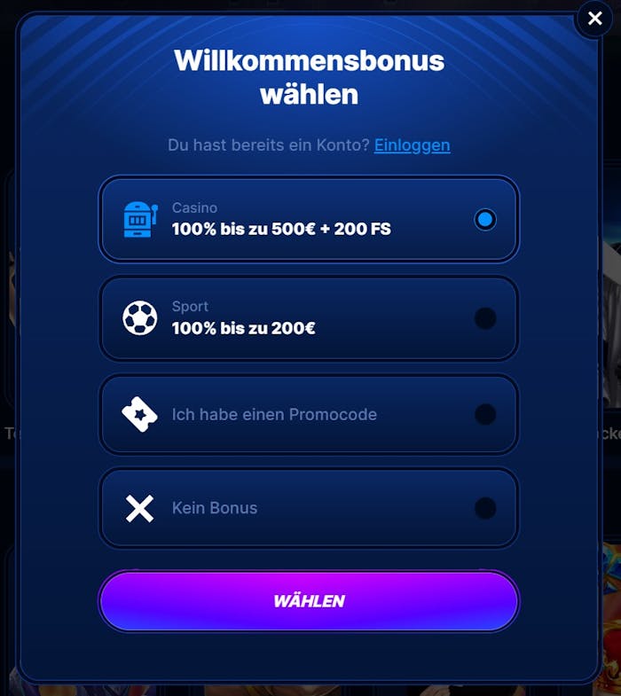 Boomerang-Bet Registrierung