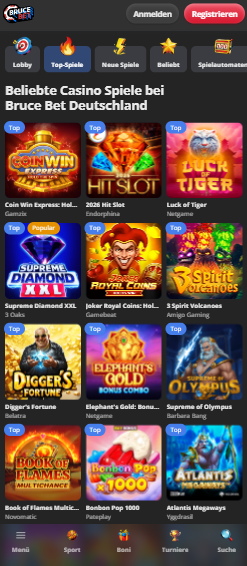 Bruce Bet Casino Spielauswahl Screenshot.