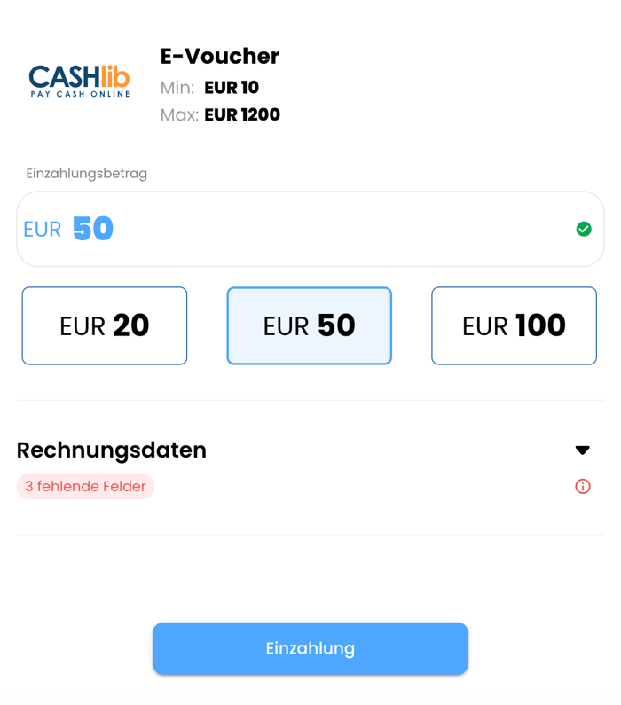 Einzahlung im God of CASHlib Casino