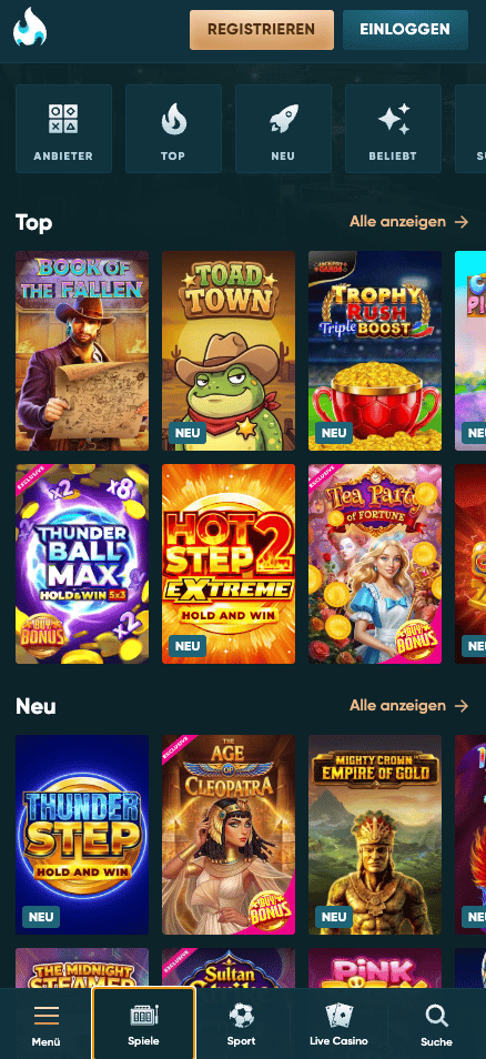 Legendplay Casino Spielauswahl