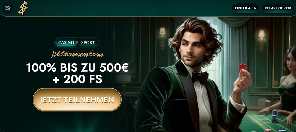 Cashed Casino Startseite zeigt Willkommensbonuspaket bis zu 500 Euro und 200 Freispiele