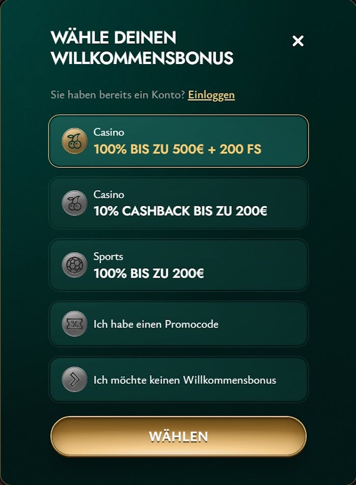 Cashed Casino Registrierungsformular
