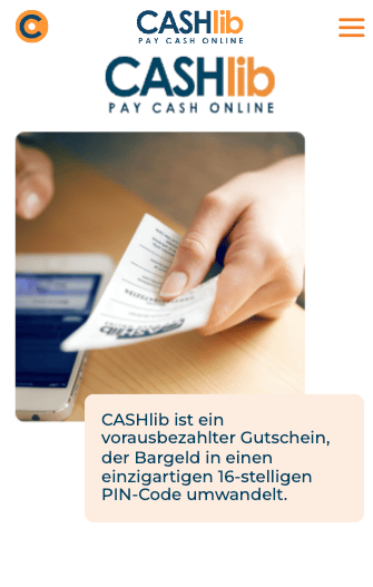 CASHlib Webseite mit Erklärung für CASHlib Casino