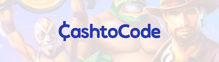 CashtoCode Logo vor Hintergrund mit Spielautomaten Charakteren