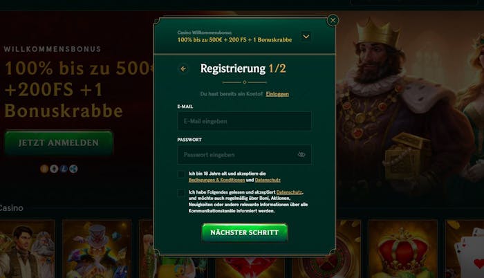 casinia casino Registrierungsseite