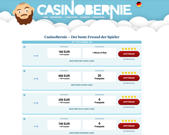 Casinobernie Frontpage