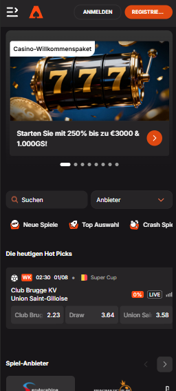 Casinoist Screenshot mit der Startseite