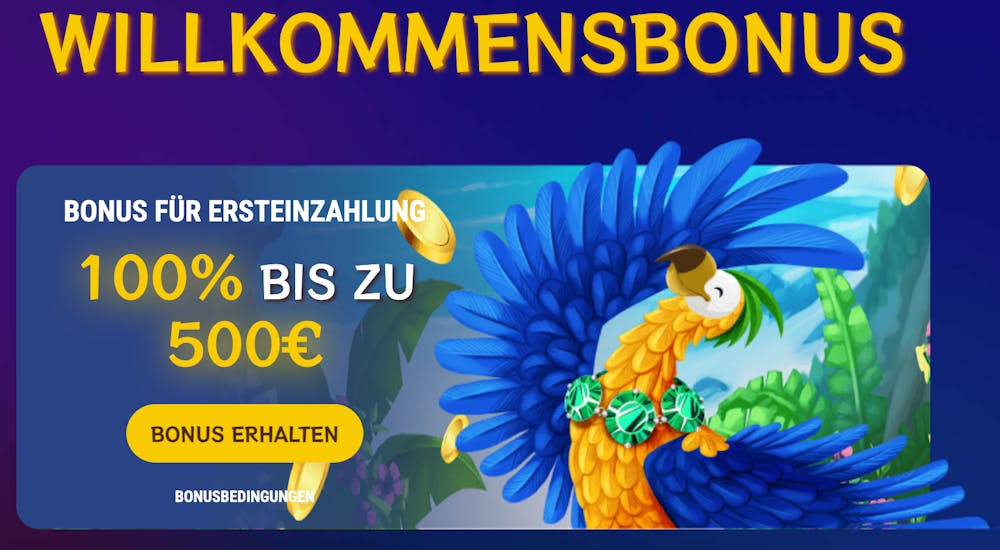 Casino Kakadu Willkommesbonus von 100 Prozent bis 500 Euro auf die erste Einzahlung