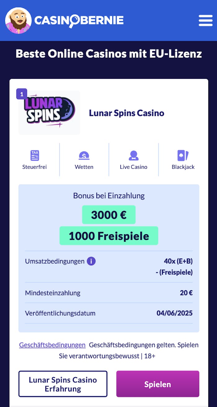 Casino mit EU Lizenz aus Liste wählen
