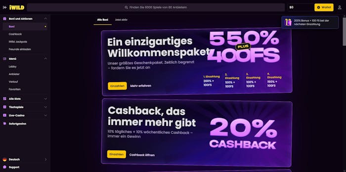Promotionen im Online Casino ohne Handynummer iWild