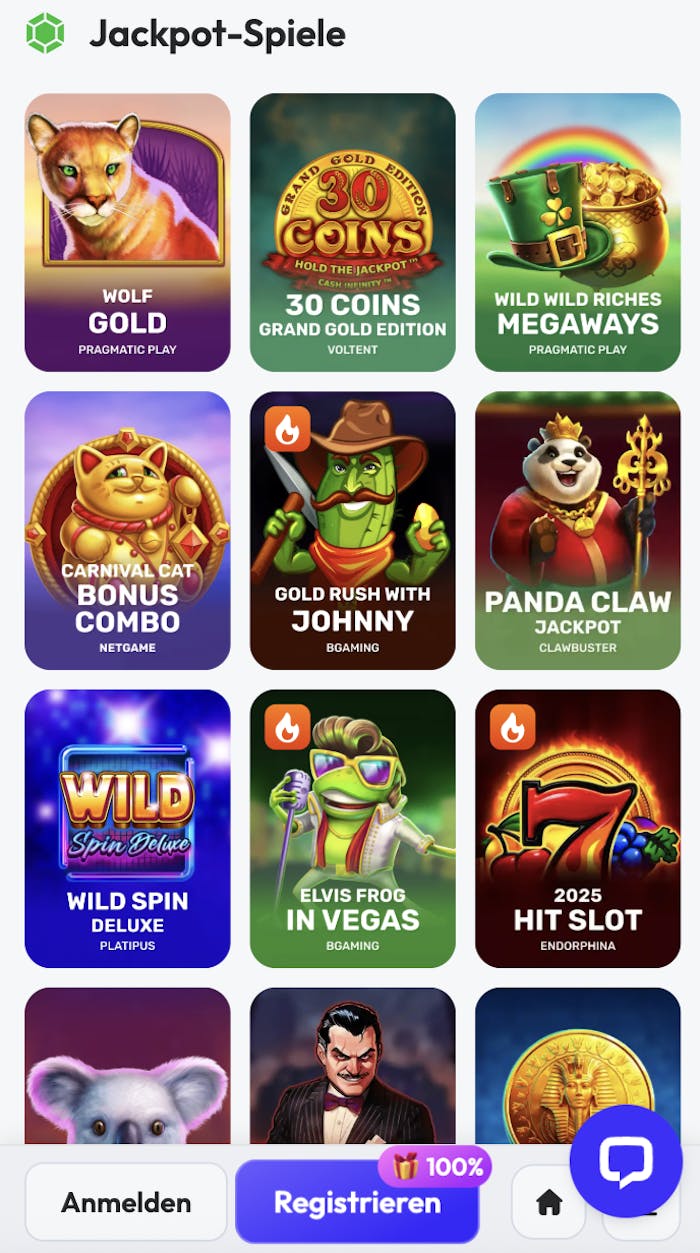 Beispiel für Jackpot-Angebot im Casino ohne 5 Sekunden Regel