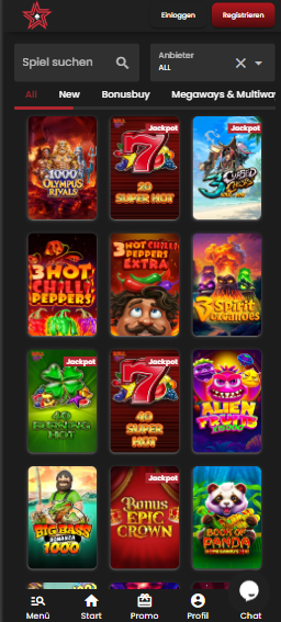 Casinostars Casino Spielauswahl