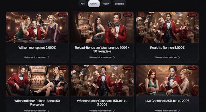 Willkommensbonuspaket im Casinova Casino