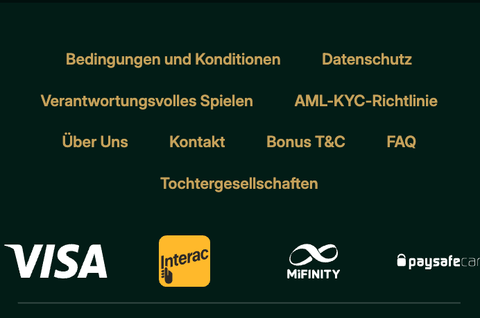 Beispiel fuer Casino Zahlungsmethoden im Footer