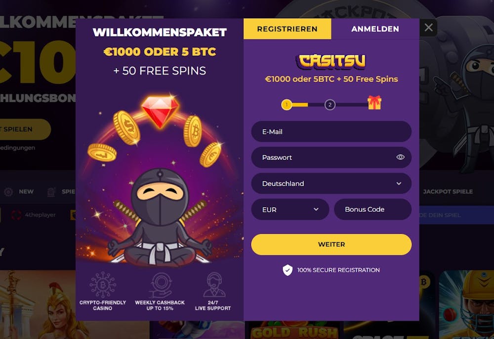 Casitsu Casino Kontoeröffnung