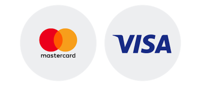 Die Logos der Kreditkarten Zahlungsanbieter Visa und Mastercard