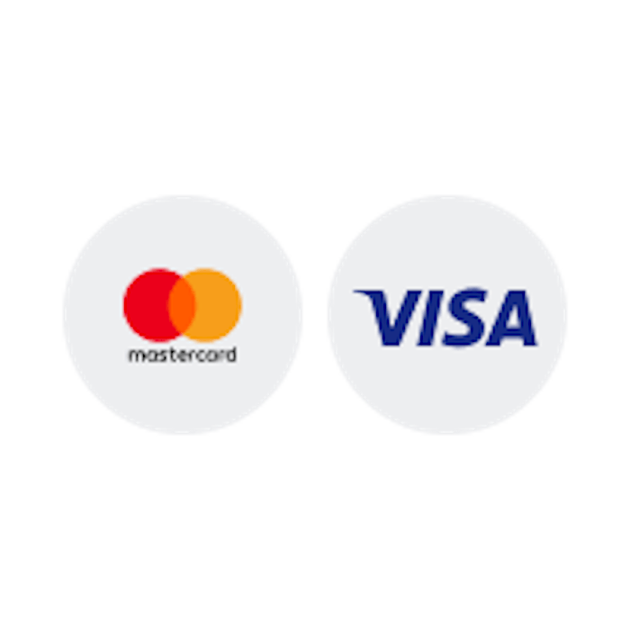 Die Logos der Kreditkarten Zahlungsanbieter Visa und Mastercard