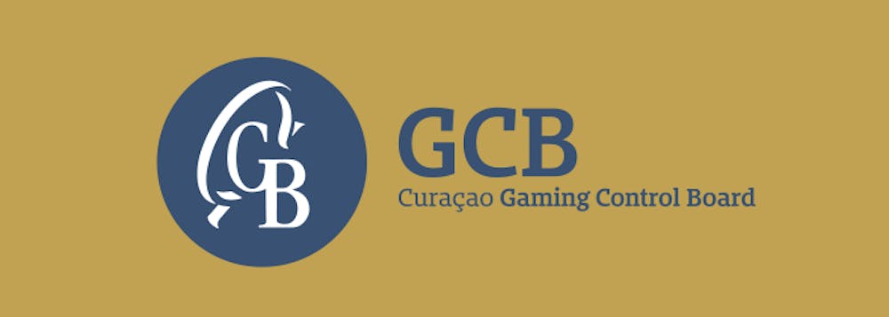 Logo des Curacao Gambling Control Boards vor dunkelgelbem Hintergrund