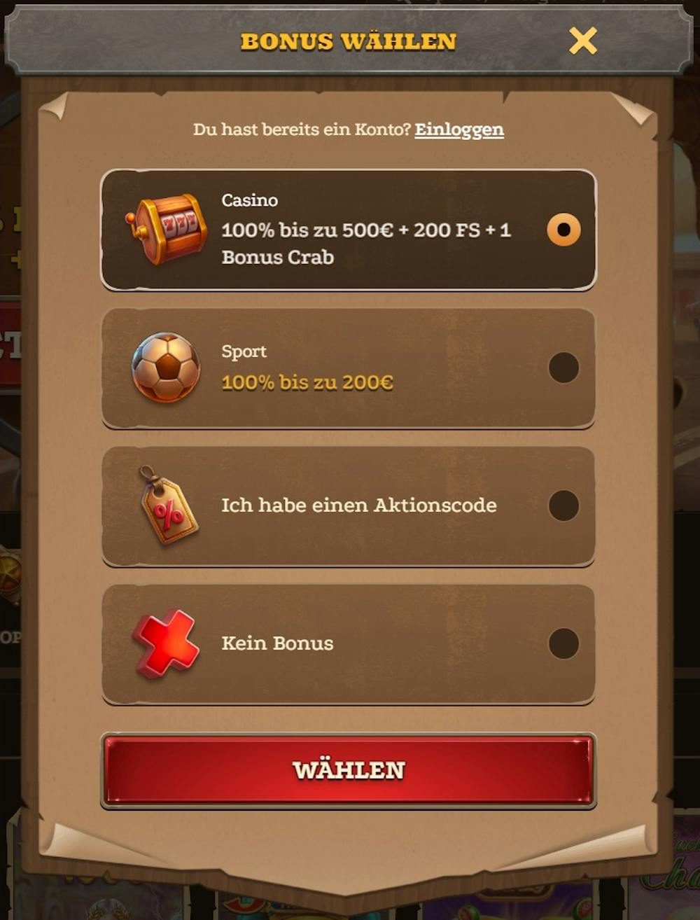 Das Registrierungsformular von Dazard Bet Casino
