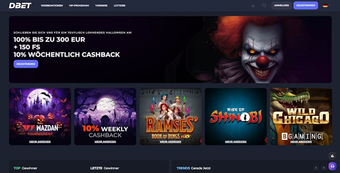 DBet Casino Homepage