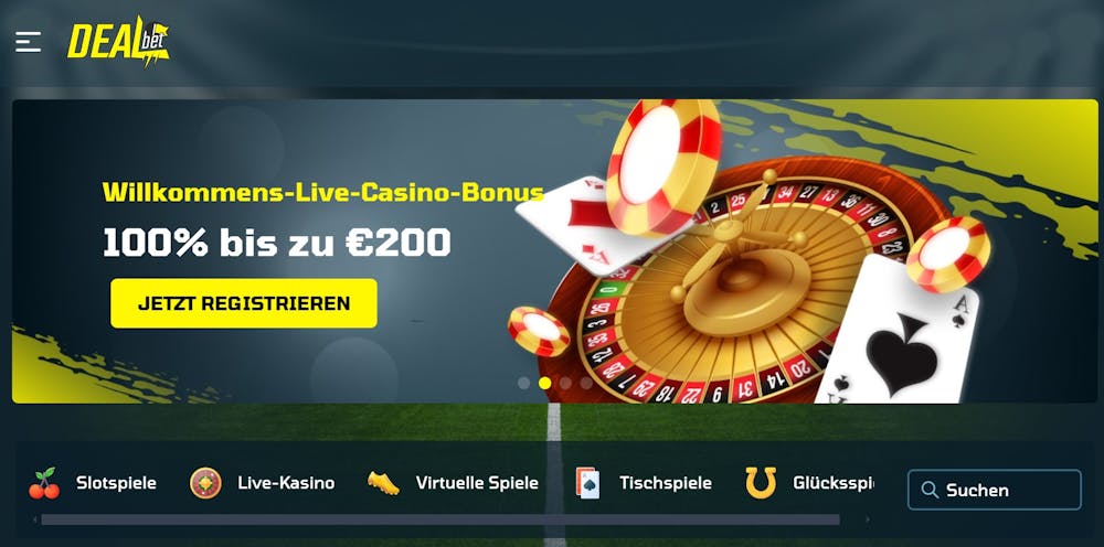 Die Homepage von Dealbet Casino