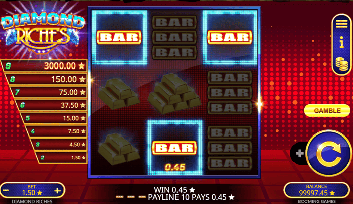 Diamon Riches Slot Screenshot vom Online Casino Booming Games.
