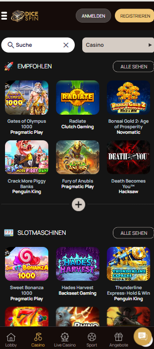 Einzahlung mit Jeton im Dicespin Casino