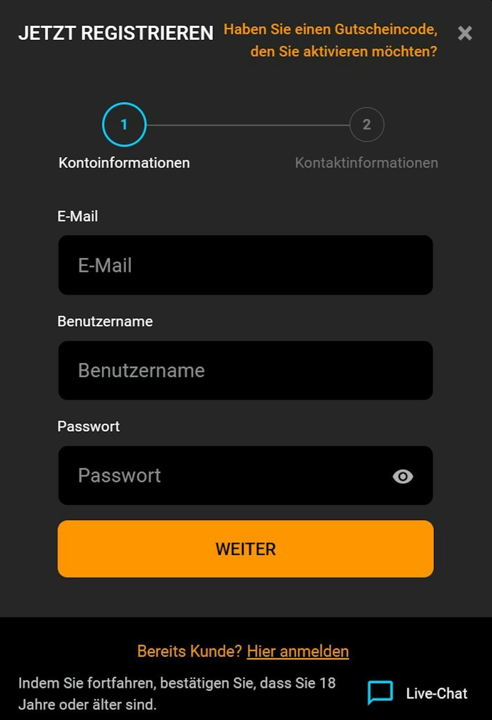 DirectionBet Casino Registrierung