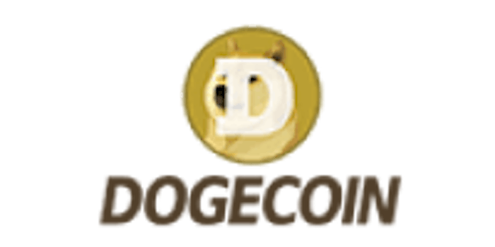 Dogecoin Casino Logo in braun gold Farben mit dem Dogecoin oben